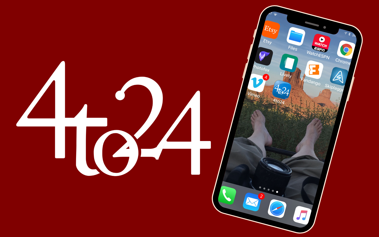4to24 Deaf-Blind App on iphone screen