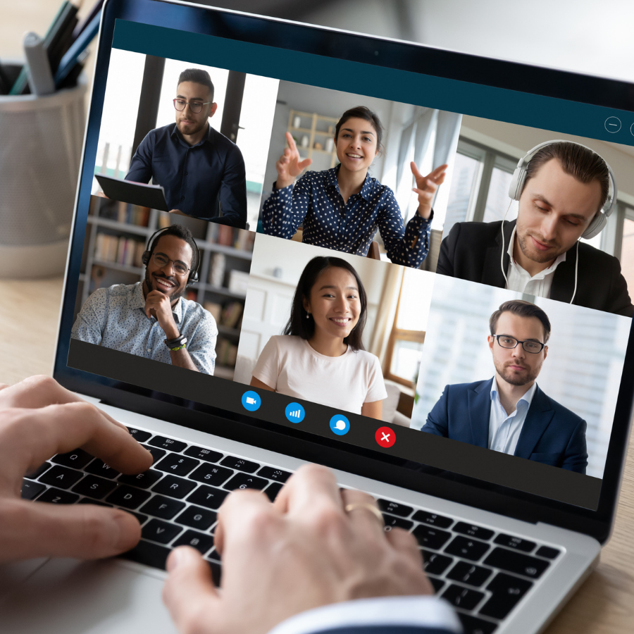 hands on laptop for virtual conference software