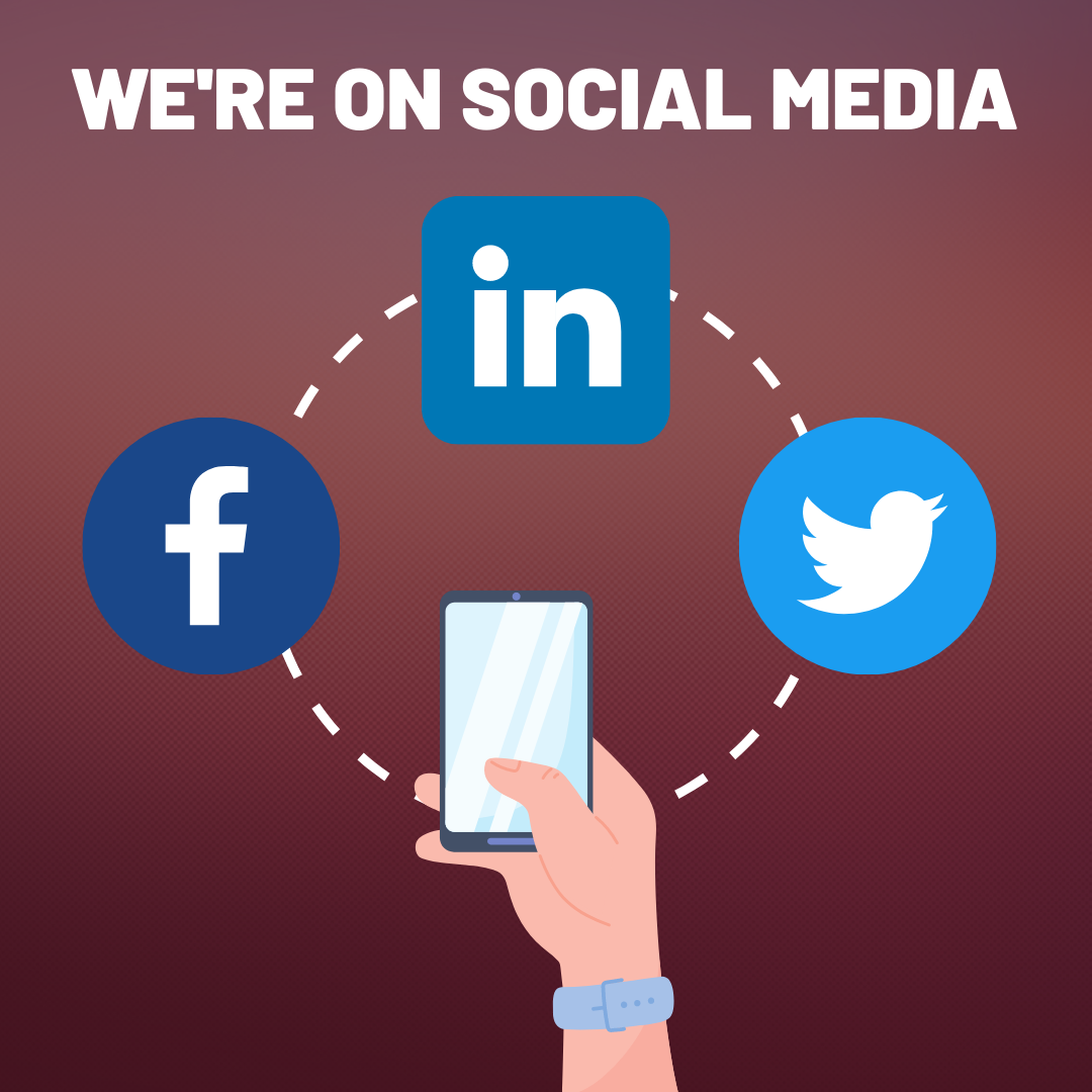 Hand holding a phone with social media logos hovering above