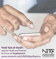 African American business man's hands on an iPhone; bottom left corner has text “Field Test of 4to24